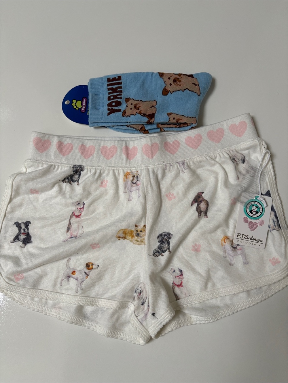 PJ Salvage Women's Loungewear Rescued Love Short with cute socks